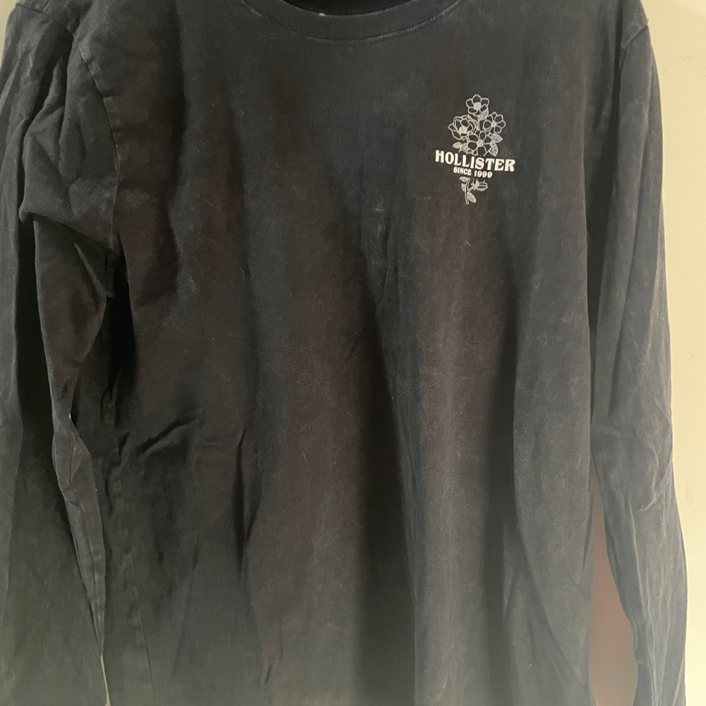 Hollister Black Long Sleeve Tee with Floral Logo